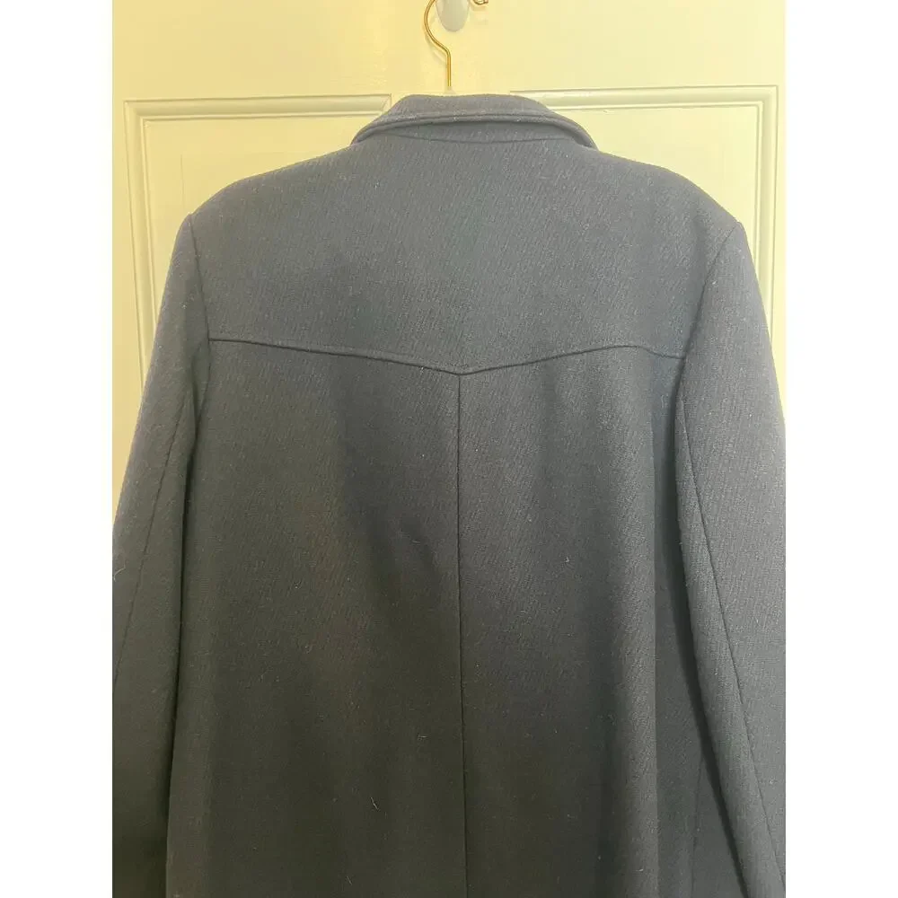 Marc New York Women's M Wool Blend Coat Navy Blue Taylor Twill Zip Jacket Collar